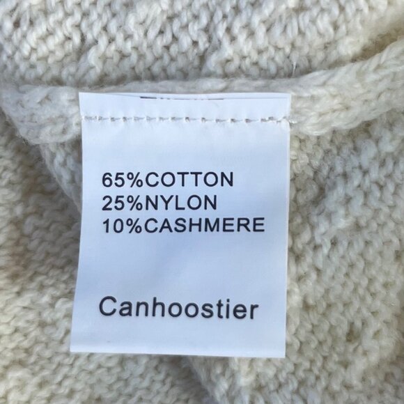Cashmere Blend Turtleneck Sweater Womens Large Cream New WOT Canhcostier - Picture 7 of 8